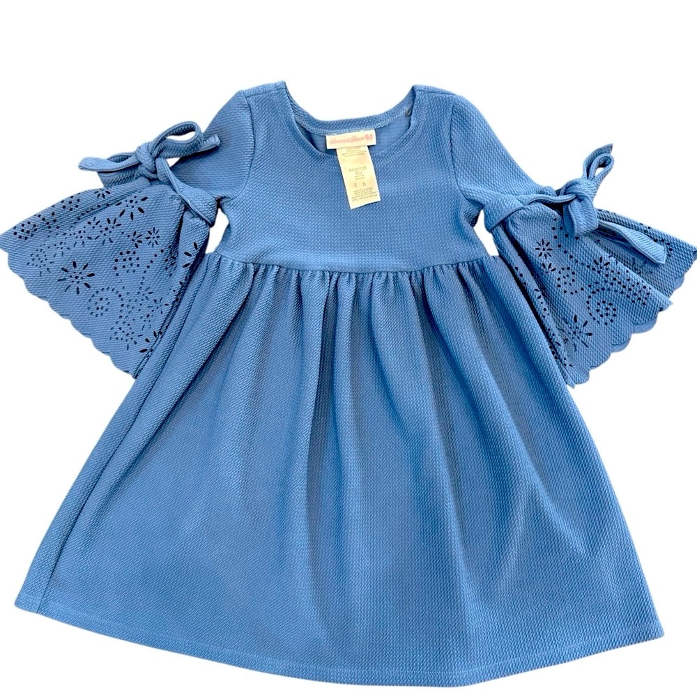 Bonnie Jean Blue Casual Sundress with Bell Sleeves